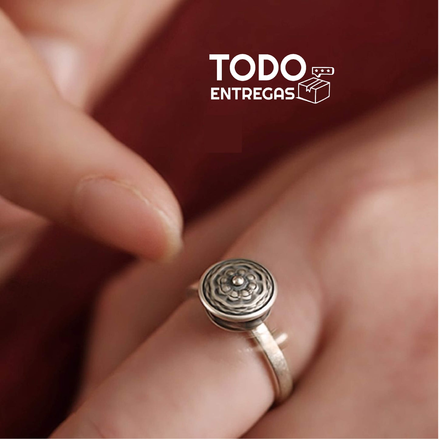 Anillo Flor de Loto Giratorio 2x1🕉️🌀